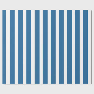 Blue and White Vertical Stripes Minimal Pattern Wrapping Paper