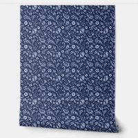 Blue and White Vintage Paisley Print Pattern