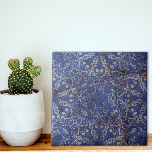 Blue And White Vintage Whitewashed Stone-Look Tile