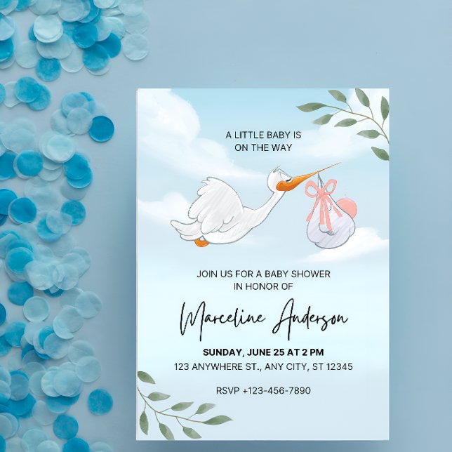 Blue and White Watercolor Baby Shower  Invitation (Creator Uploaded)