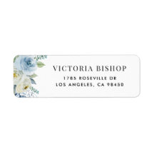 Blue and White Watercolor Flowers and Greenery