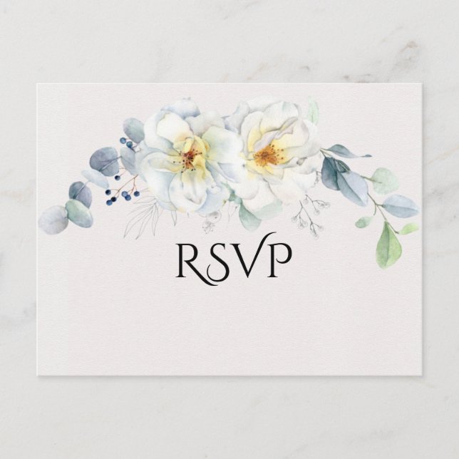 Blue and White Watercolor Flowers  Postcard (Front)