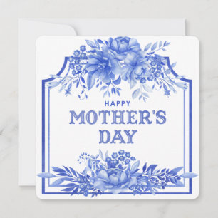 Blue and White Watercolor Mother's Day Card