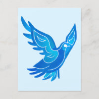 Blue and White Watercolor Peace Dove