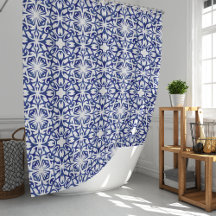 Blue and White Watercolor Spanish Tile Pattern
