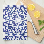 Blue and White Watercolor Spanish Tile Pattern Tea Towel<br><div class="desc">Our Spanish tile pattern towels are a beautiful addition to your Mediterranean style, blue and white, or beach house kitchen. Design features an allover classic Spanish tile fretwork pattern in royal blue and white with a modern watercolor twist. Pattern can be scaled up or down; click "Customise It, " select...</div>