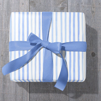 Blue and White Watercolor Stripe Wrapping Paper