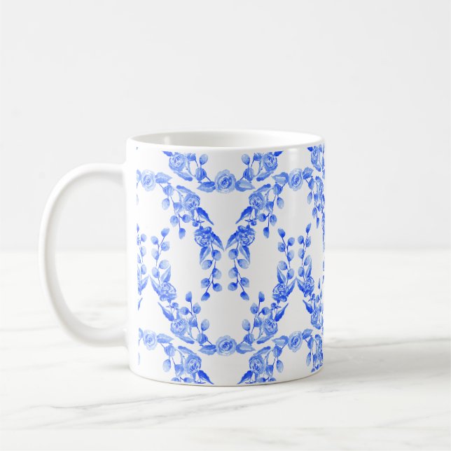 Blue and White Watercolour Swag Mug (Left)