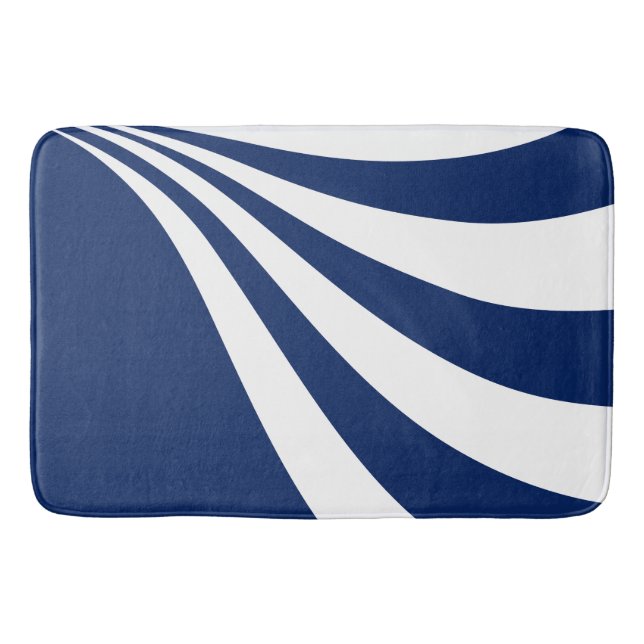 Blue and White Wave Bath Mat (Front)