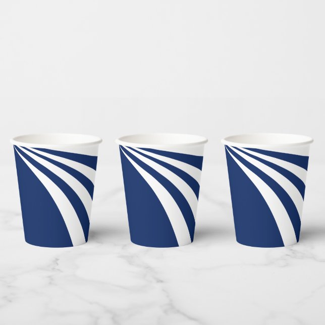 Blue and White Wave Paper Cups (Multi)