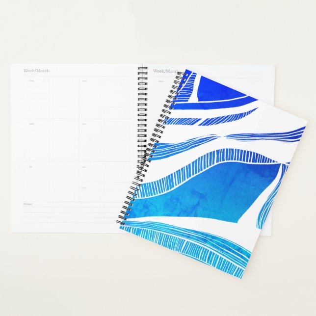 Blue and White Wave Planner (Display)