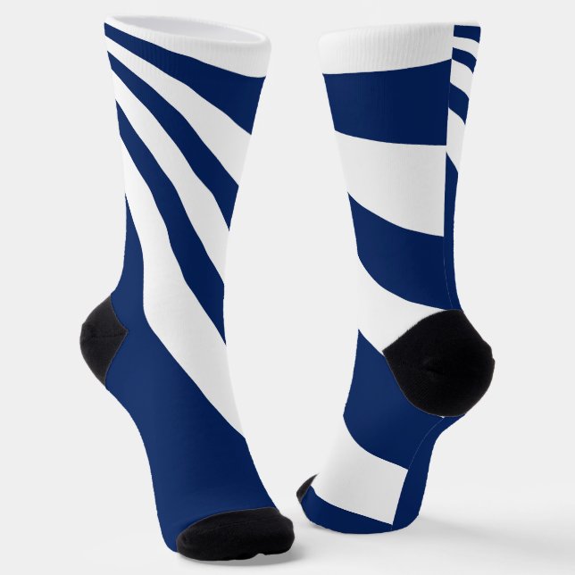 Blue and White Wave Socks (Angled)