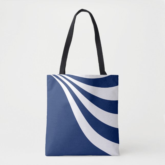 Blue and White Wave Tote Bag (Front)