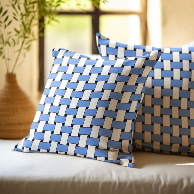 Blue and White Weave Geometric Pattern Cushion (Creator Uploaded)
