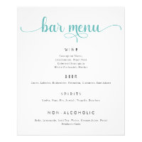 Blue and White Wedding Bar Menu Poster
