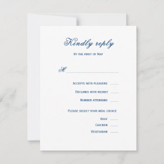 Blue and White Wedding RSVP Card