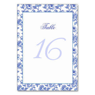 Blue and White Wedding Table Number