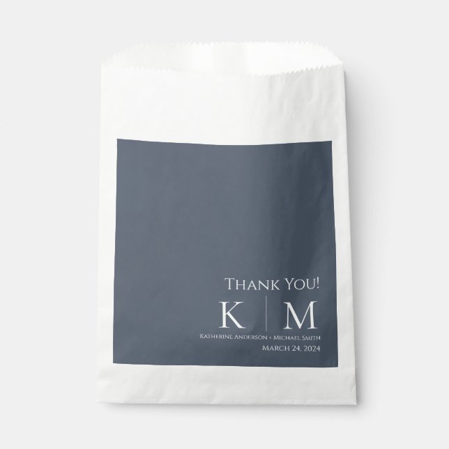 Blue and White-Wedding Thank you-  Favour Box Bags (Front)