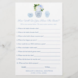 Blue And White Who Knows Bride The Best Game Card