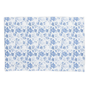 Blue and white willow leaf chequerboard pattern pillowcase
