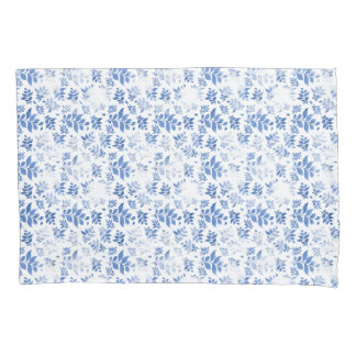 Blue and white willow leaf chequerboard pattern pillowcase