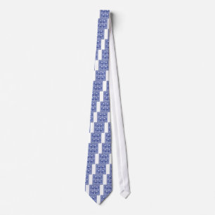 Blue and white, willow pattern design tie