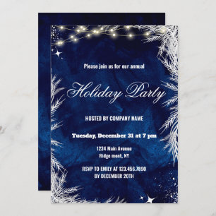 Blue and White Winter Holiday Party 2025 Invitation