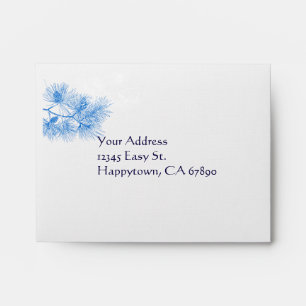 Blue and White Winter Pine Custom A2 RSVP Envelope