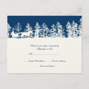 Blue and White Winter Wedding RSVP Card