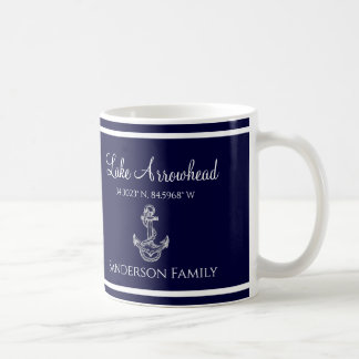 Blue and White with your lake's name Coffee Mug