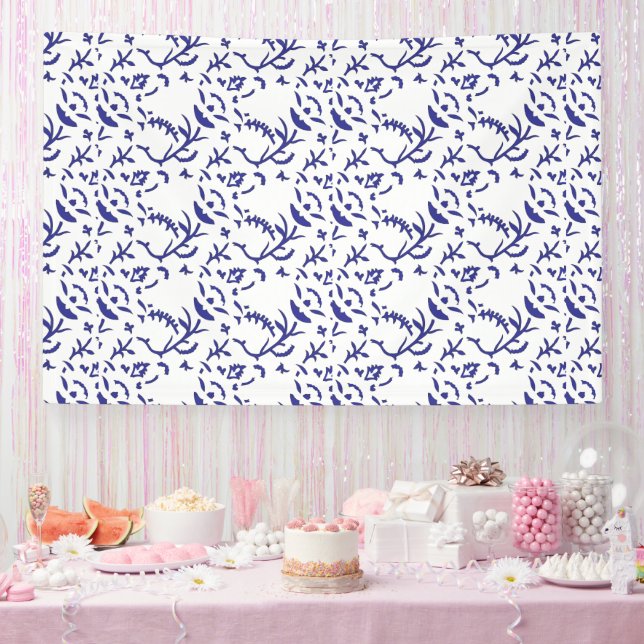 Blue and white wrapping paper featuring a graphic  banner (Party)