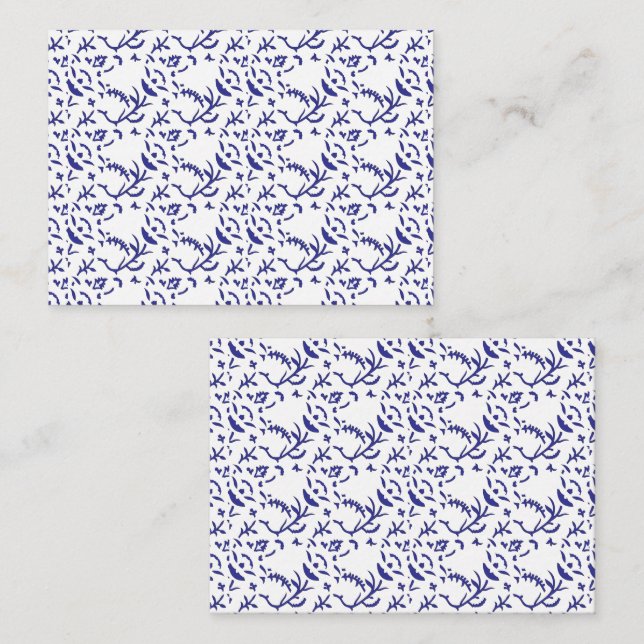 Blue and white wrapping paper featuring a graphic  place card (Front/Back)
