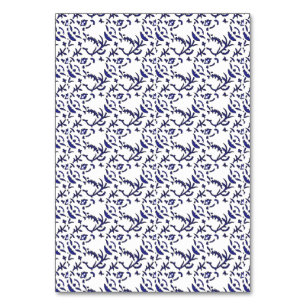 Blue and white wrapping paper featuring a graphic  table number
