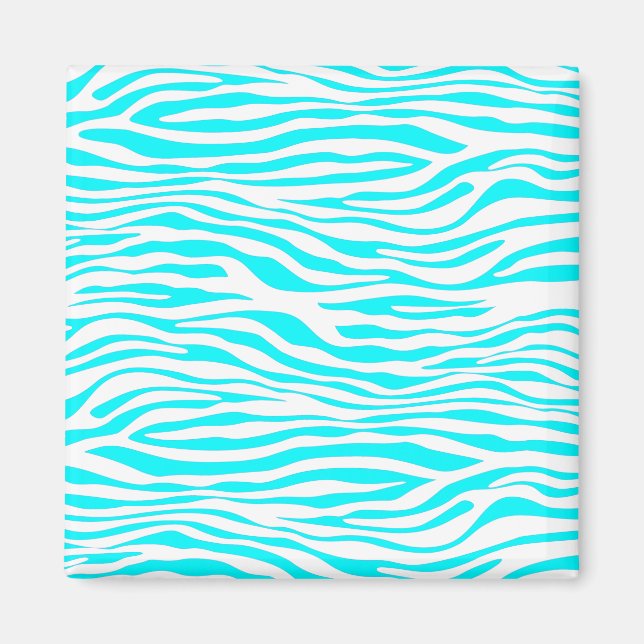 Blue and White Zebra Stripes Magnet (Front)