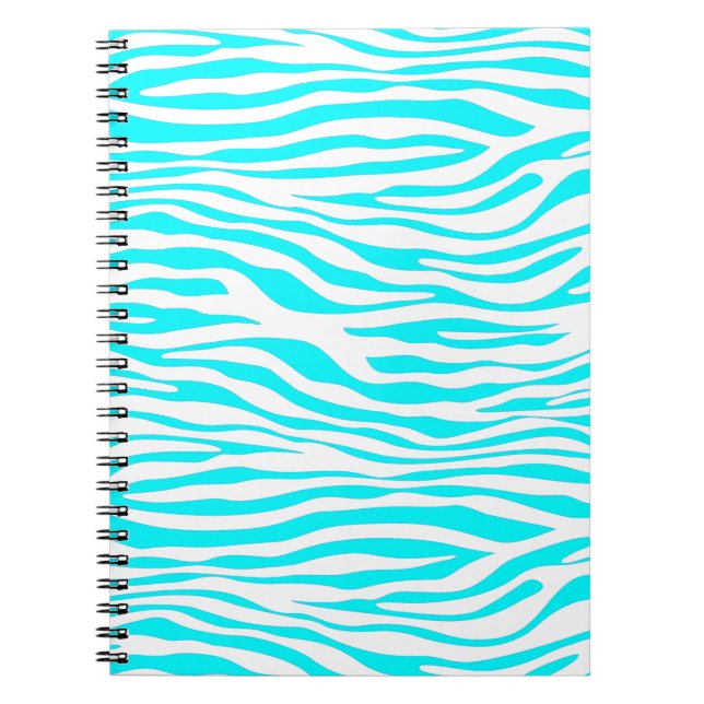 Blue and White Zebra Stripes Notebook (Front)