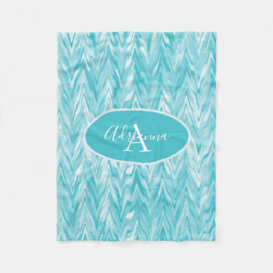Blue And White Zigzag Fleece Blanket
