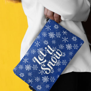 Blue and WhiteSnowflakes Let It Snow Accessory Pouch