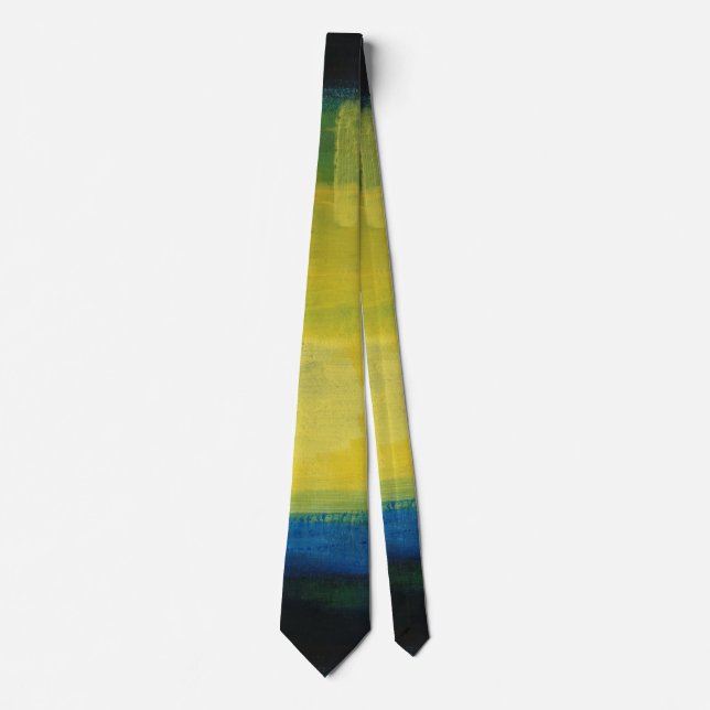 Blue and Yellow Abstract Art Tie (Front)