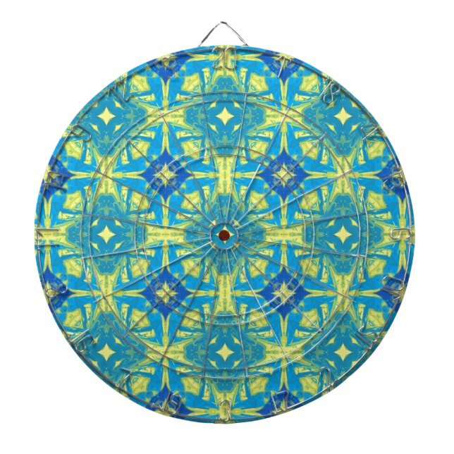 Blue and Yellow Abstract Dartboard (Front)