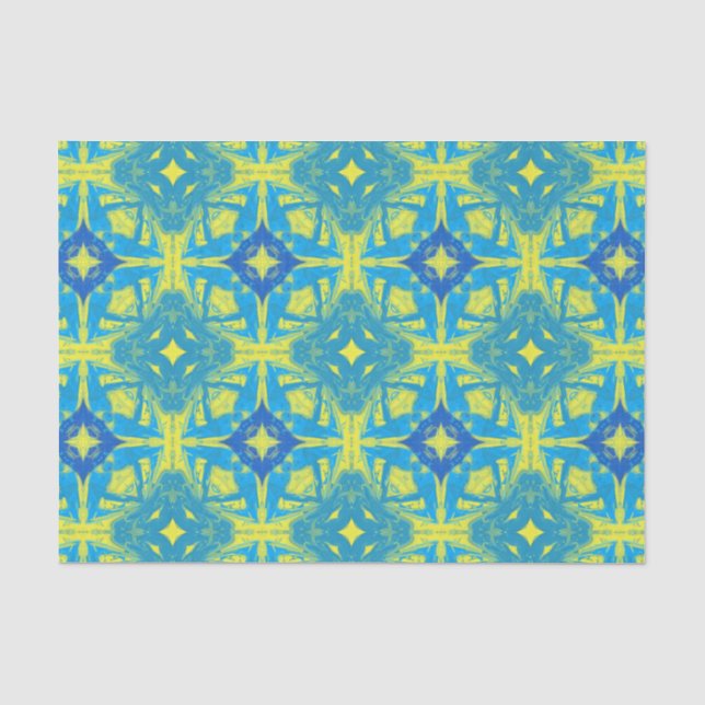 Blue and Yellow Abstract tissue paper (Front)