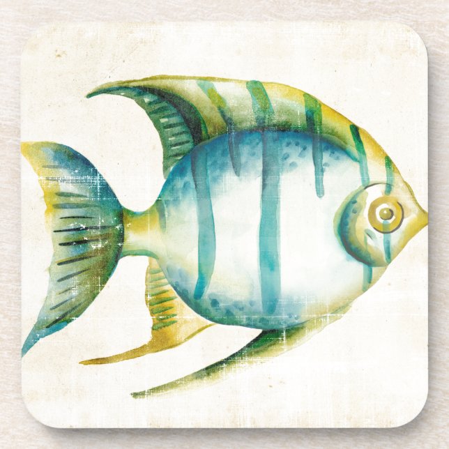 Blue and Yellow Aquarium Fish Coaster (Front)