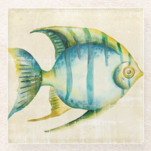 Blue and Yellow Aquarium Fish Glass Coaster