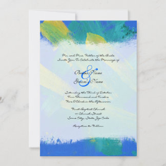 Blue and Yellow Artistic Wedding Invitation