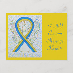 Blue and Yellow Awareness Ribbon Angel Postcard