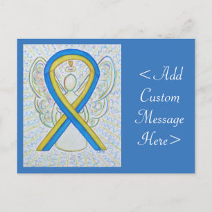 Blue and Yellow Awareness Ribbon Angel Postcard