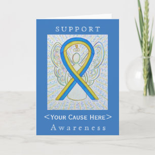 Blue and Yellow Awareness Ribbon Customised Card