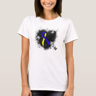 Blue and Yellow Awareness Ribbon Grunge T-Shirt