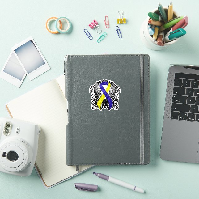 Blue and Yellow Awareness Ribbon with Wings (iPad Cover)