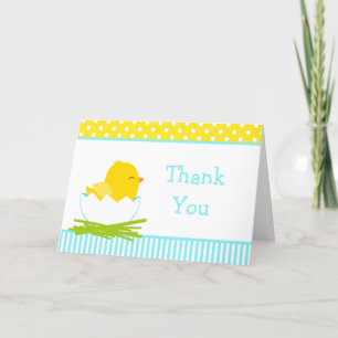Blue and Yellow Boy Chick Thank You Card