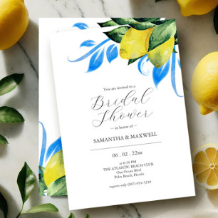 Blue and Yellow Bridal Shower Invitations